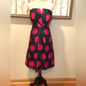 Armani 2003 silk black/red strapless silk midi dress sz IT44 (US6)